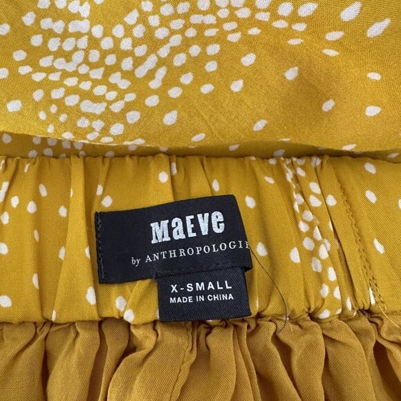 Anthropologie Maeve Staycation Midi Skirt A Line Yellow Print Sz S - Picture 7 of 9